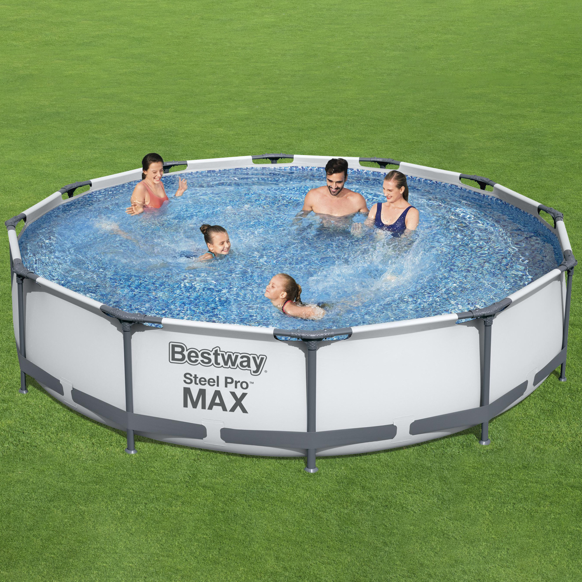 Steel Pro MAX™ Frame Pool Set mit Filterpumpe Ø 366 x 76 cm, lichtgrau, rund
