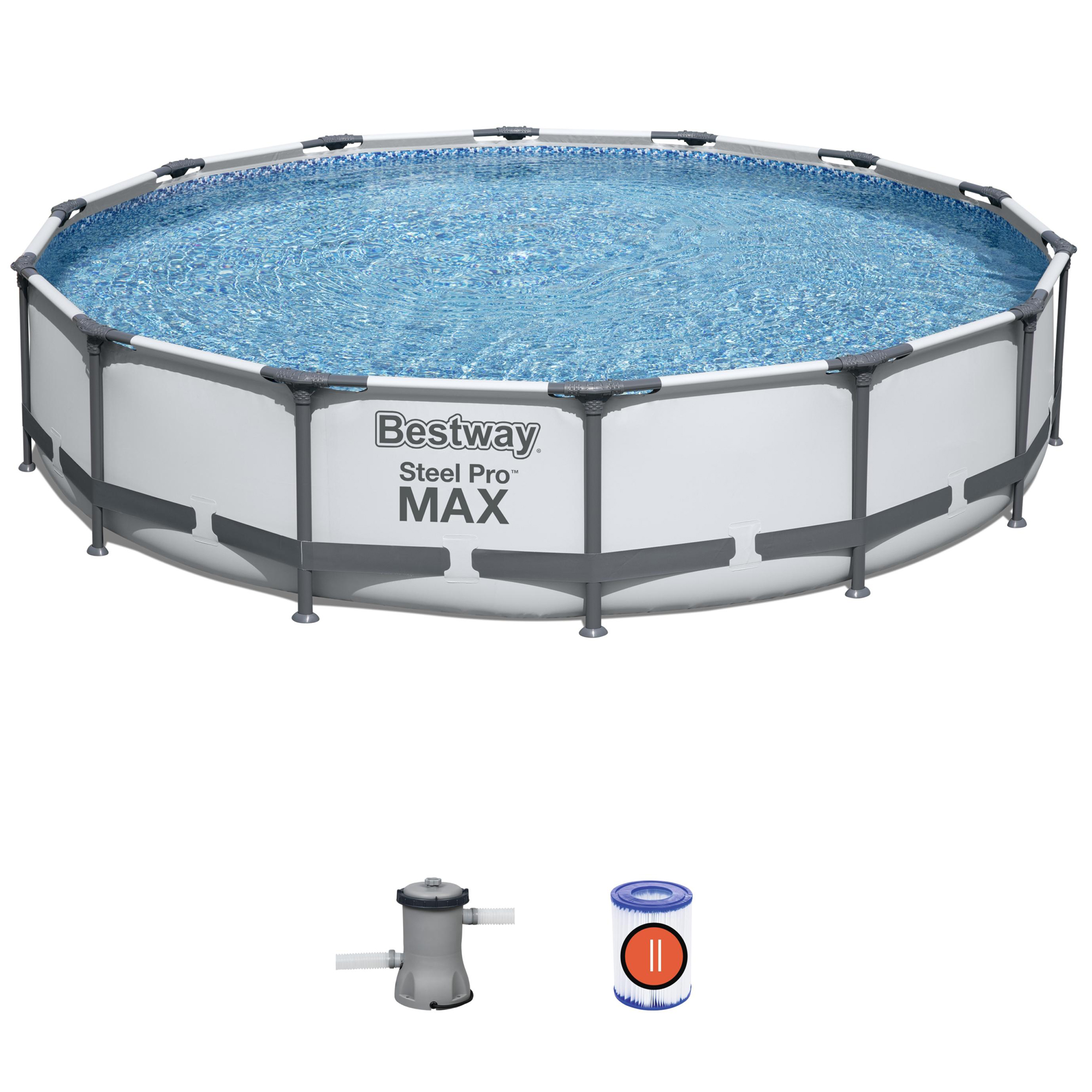Steel Pro MAX™ Frame Pool Komplett-Set mit Filterpumpe Ø 549 x 122 cm,  lichtgrau, rund